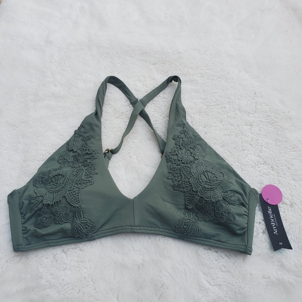 Ambrielle Green Lace Bra Comfort-Focused Intimates Size M